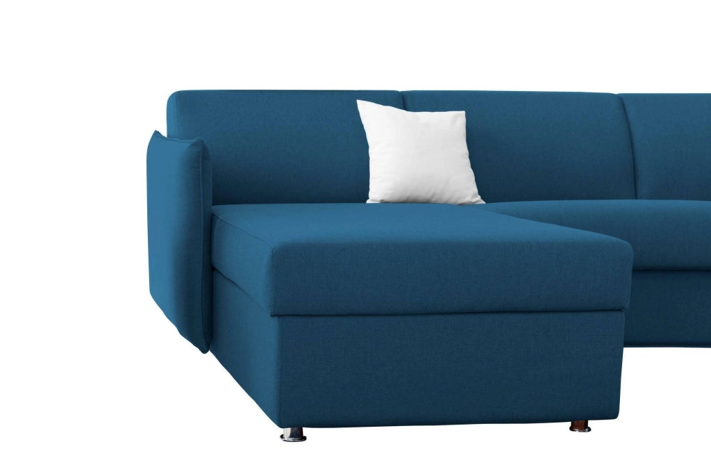 Sumirago, Divano Letto con Penisola Sfoderabile Made in Italy, 260x160 cm blu