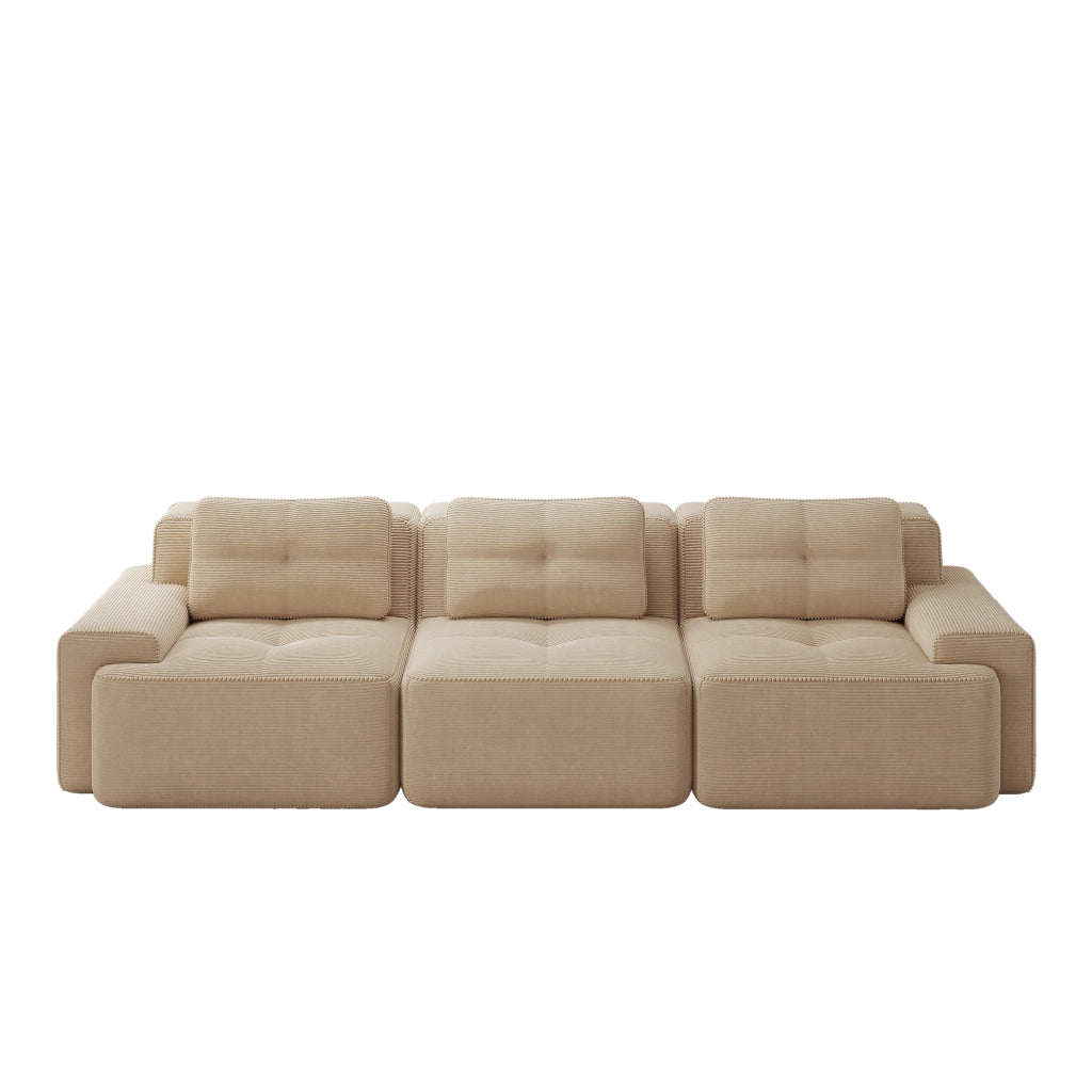Divano modulare 3 posti - Zephmum - Tessuto velluto a coste beige