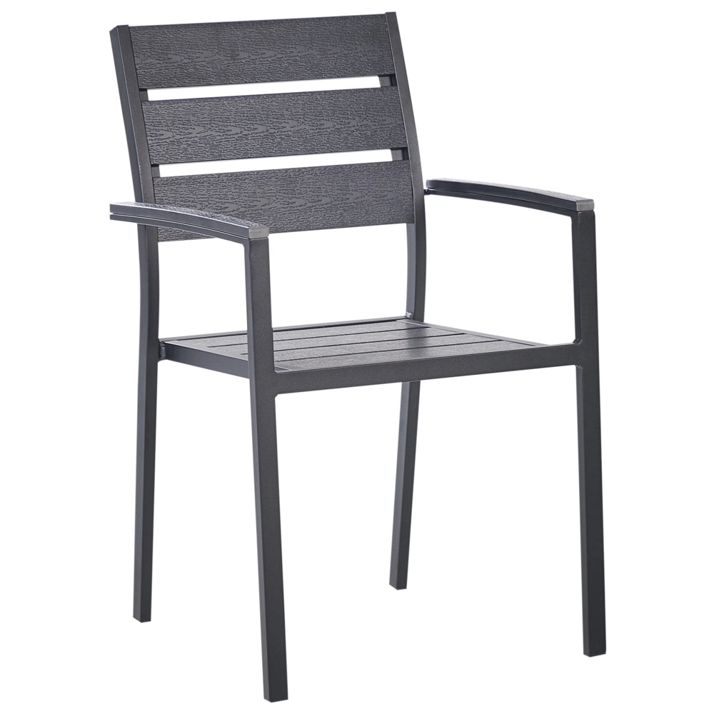 Set da Giardino 6 Sedie Tavolo Rettangolare Nero in Alluminio Anodizzato