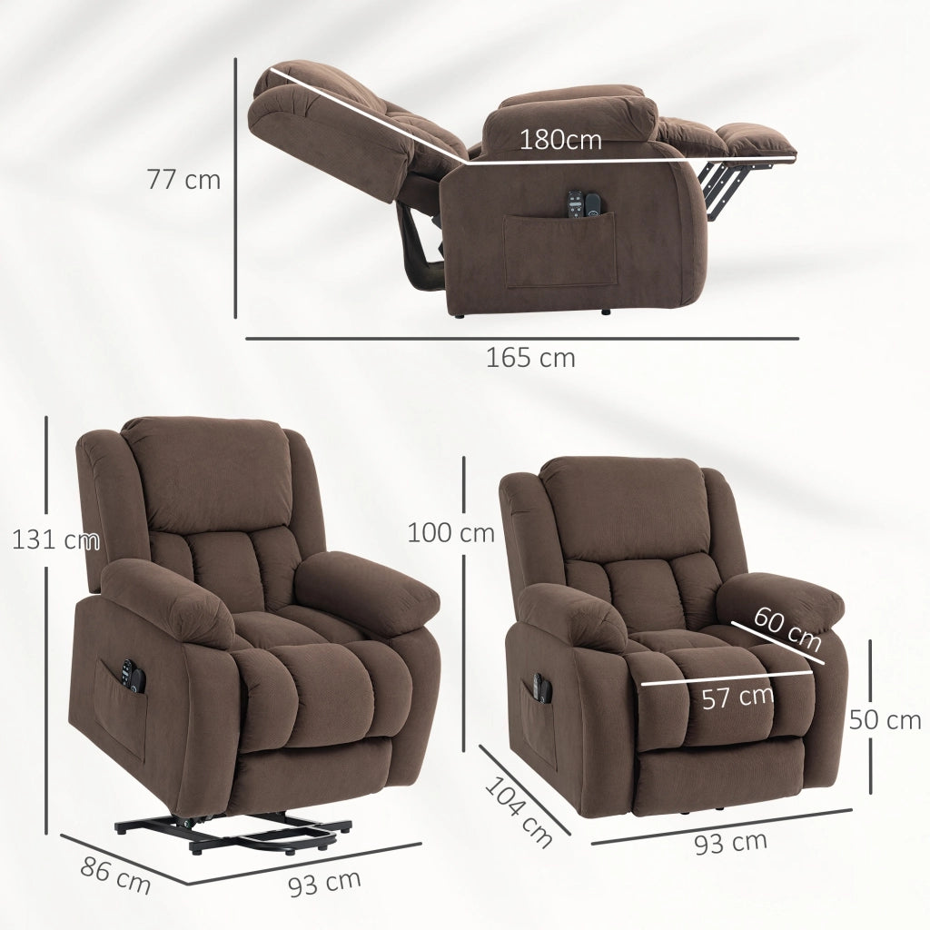 Poltrona massaggiante elettrica reclinabile con riscaldamento ¨C zephmum ¨C marrone 93x104x100 cm