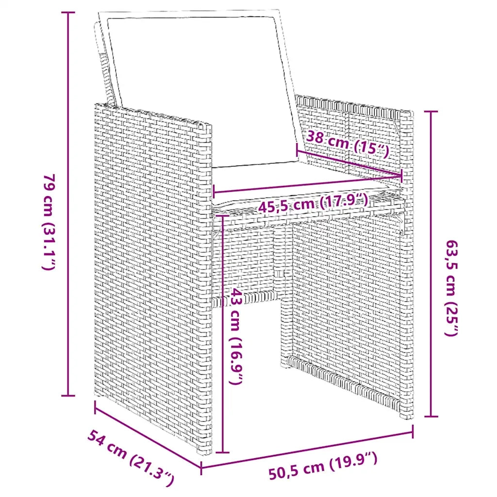 Set da Pranzo per Giardino con cuscino 9 pcs Grigio polyrattan 3379951