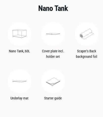 Dennerle Nano Tank 60L - acquario con vetro panoramico cm60x35x30h