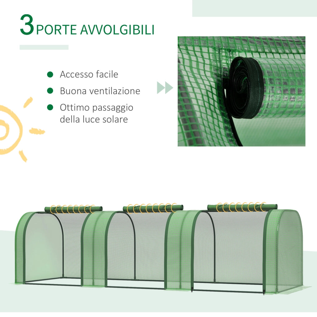 Serra da Giardino a Tunnel ¨C zephmum ¨C Verde, Acciaio e Plastica PP, 295x100x80 cm