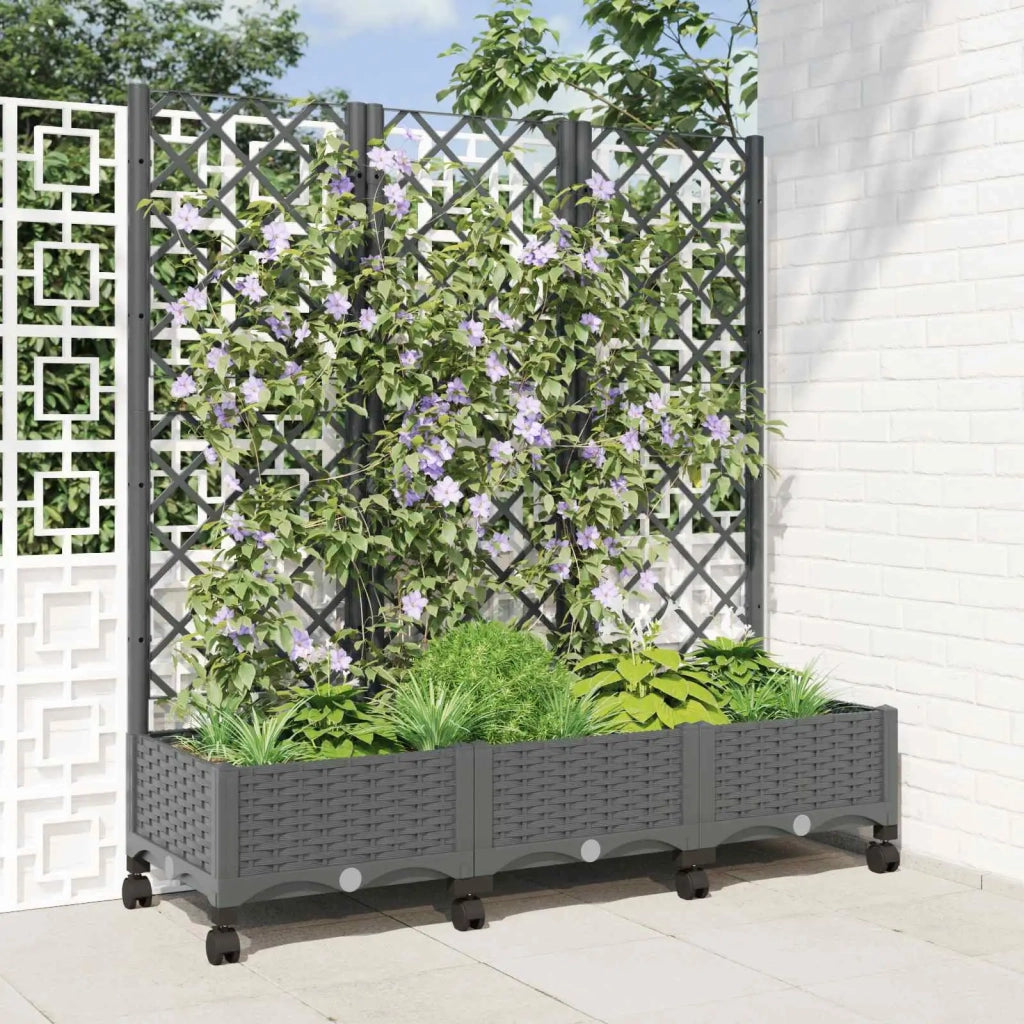Vaso da giardino con grigliato e ruote Grigio Chiaro PP 3423054
