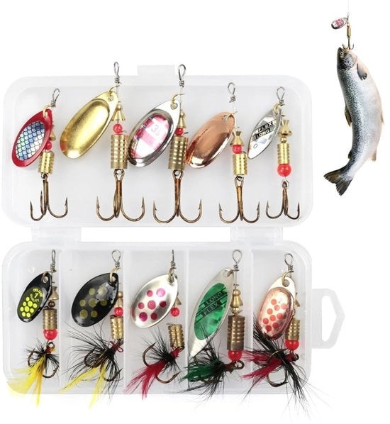 Spinatrici per pesce a 10 pezzi - materiali di alta qualità - filo da pesca per pesce - triplice - utilizzo multifunzionale - conservazione pratica - attrezzo per pesca