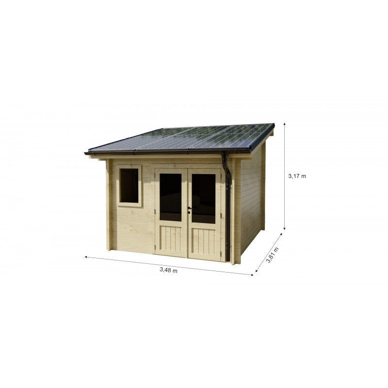 Casetta da giardino in legno 280x349 cm con fotovoltaico 3kW  Pareti 42 mm  6 pannelli fotovoltaici   LB3037.02 Foresta