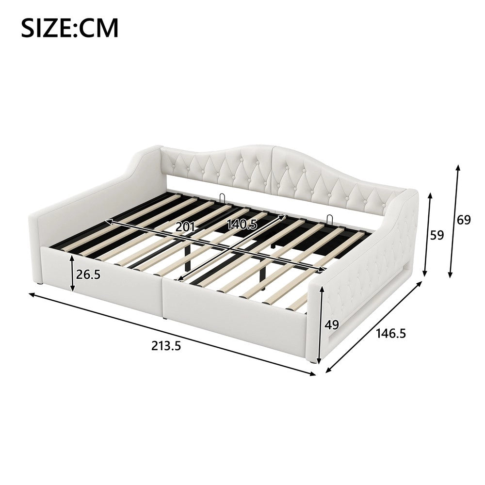Letto Contenitore Imbottito con LED ¨C MINIMAL ¨C Beige 140x200