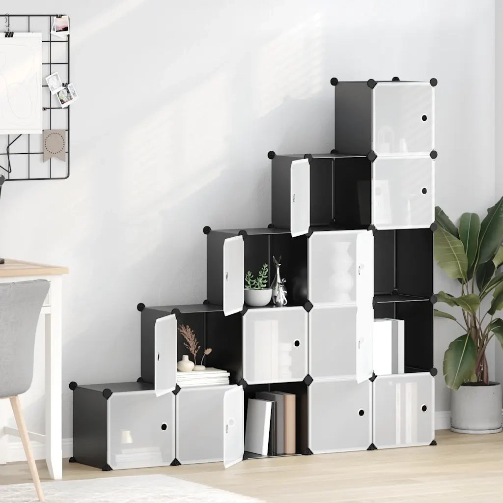 Organizzatore Portaoggetti con 15 Cubi e Ante Trasparenti in PP CFW4650949