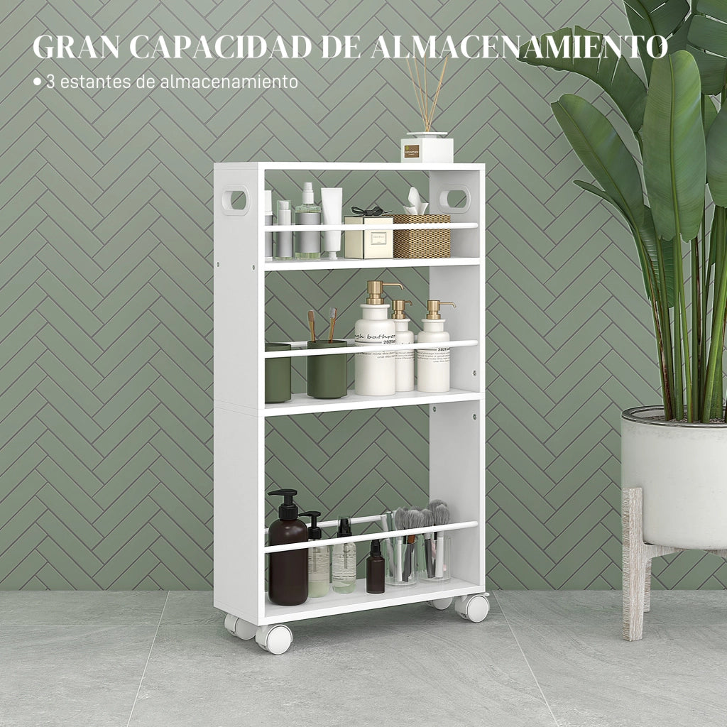 Tavolino con ruote e ripiani ¨C Minimal ¨C Bianco 45x15x80 cm