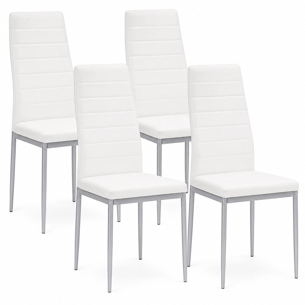 Set 4 Sedie Moderne sala Pranzo Salotto Cucina Seduta Imbottita Ecopelle Bianco
