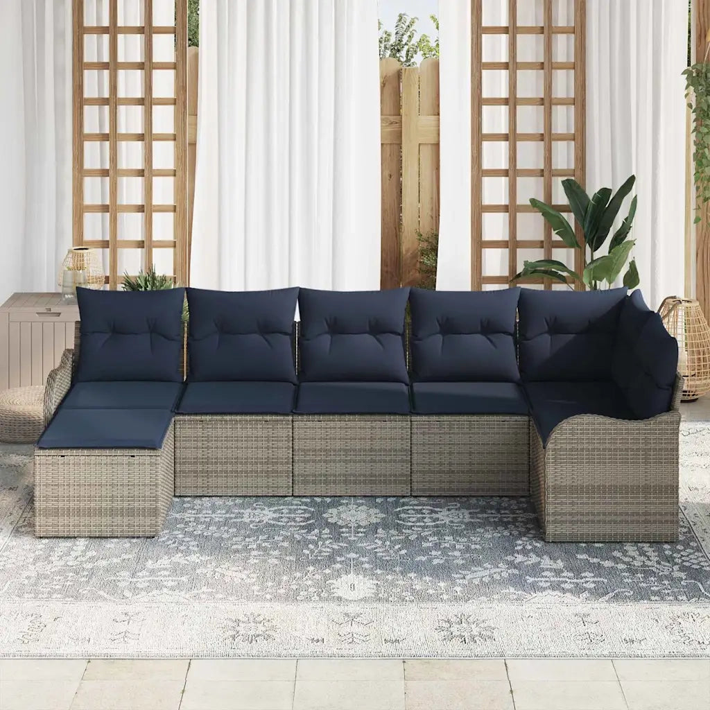 Set Divano da Giardino 7 pz Grigio polyrattan 3345795