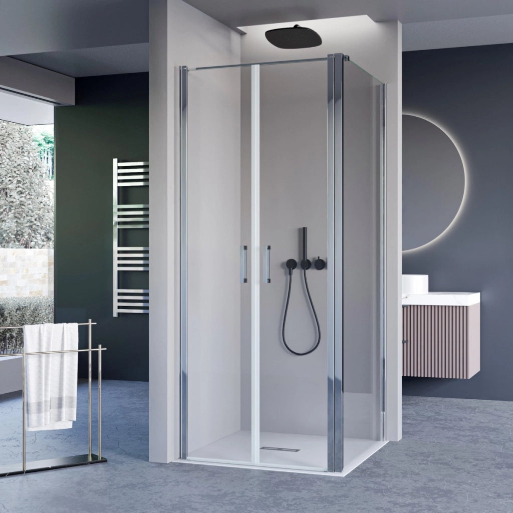 Box doccia due lati con porta saloon h195 6mm anticalcare dobla, misura 70x70