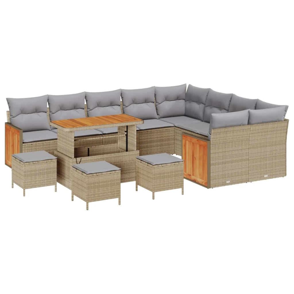 Set Divano da Giardino con cuscino 13 pcs Beige e Grigio Chiaro 3363222