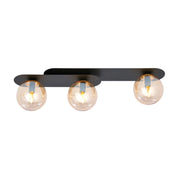 Plafoniera Emibig PLAZA 3 luci E14 metallo 70cm nero/miele