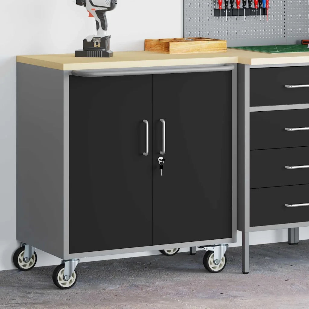 Banco da lavoro con lo scaffale Nero e Grigio 75 x 45 x 85 cm 4103485