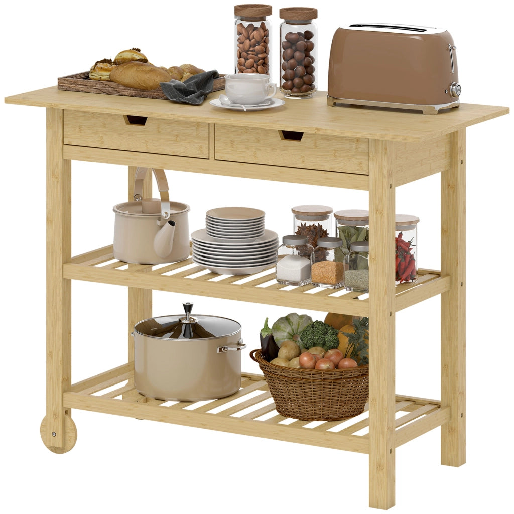 Carrello da cucina con 2 cassetti e 2 ripiani ¨C Minimal ¨C 100x43x75 cm