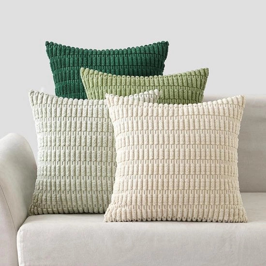Set di 4 cuscini di corduroy 50 x 50 cm - Serie verde