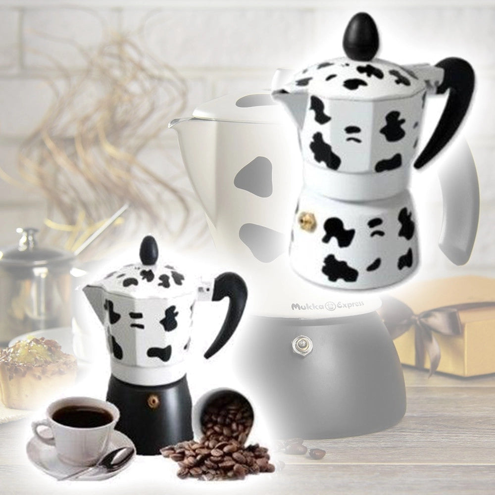 Trade Shop - Caffettiera Moka Caffè 1 Tazze Alluminio Mucca In Alluminio Mukka Caffe Espresso -