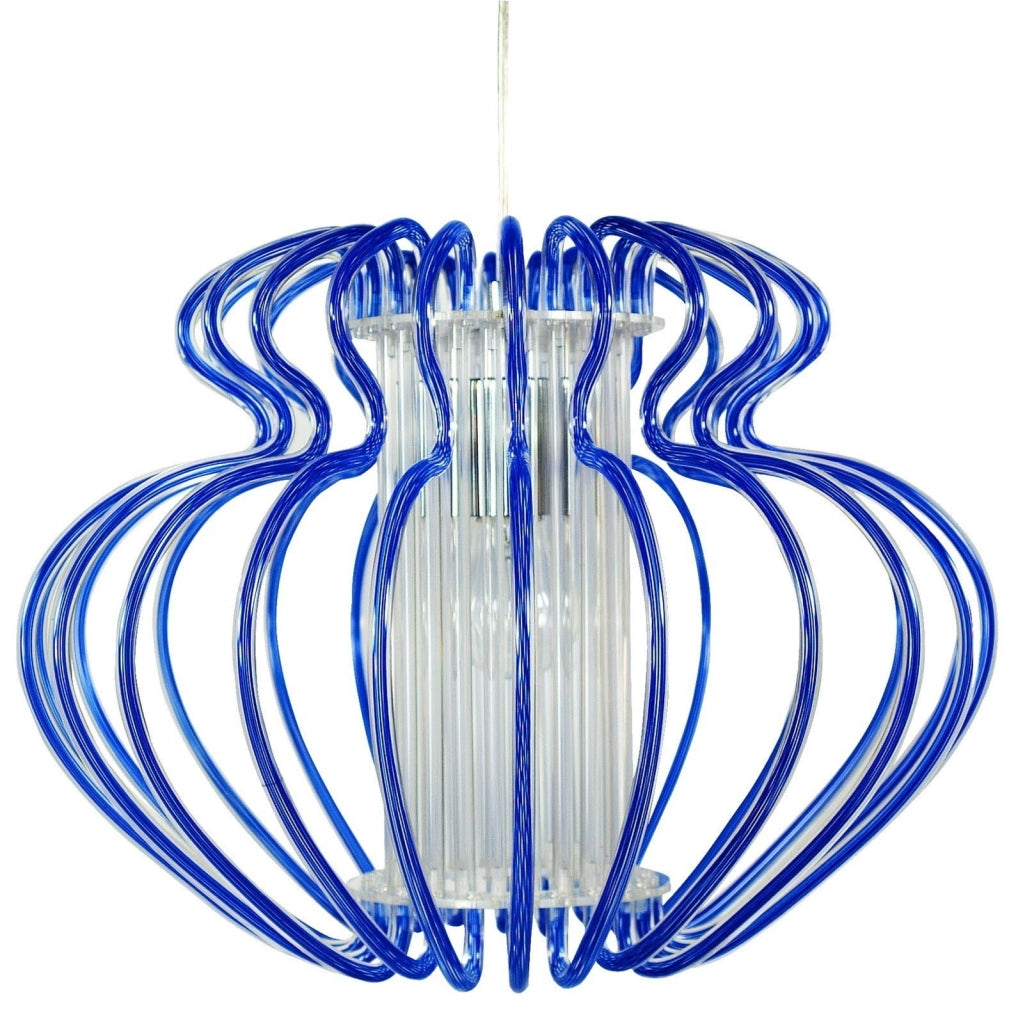Lampada a sospensione Candellux Imperia Ø52 blu cromo