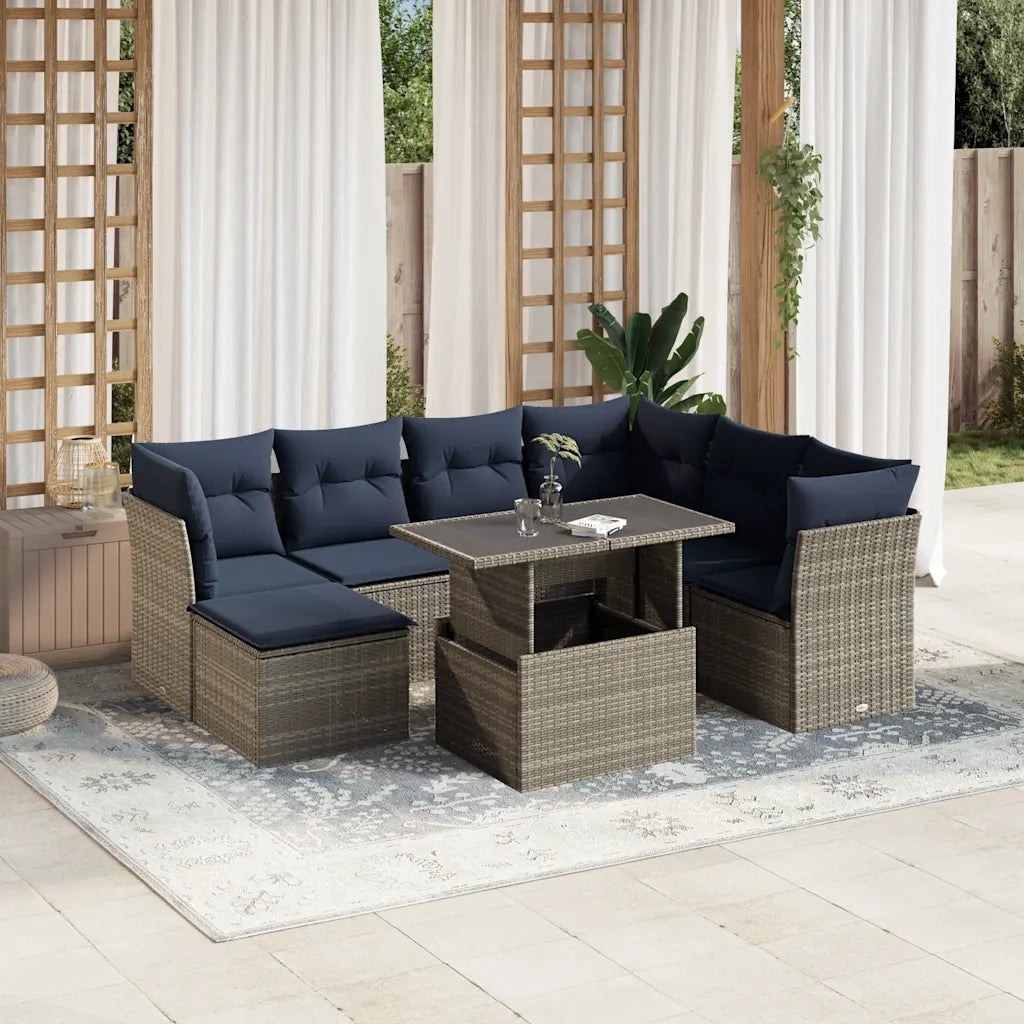 Set Divani da Giardino 8 pz con Cuscini Grigio in Polyrattan 3266761