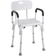 Sedia per Doccia 51,5x51,5x71-84 cm Altezza Regolabile e Piedini Antiscivolo in Alluminio Bianco