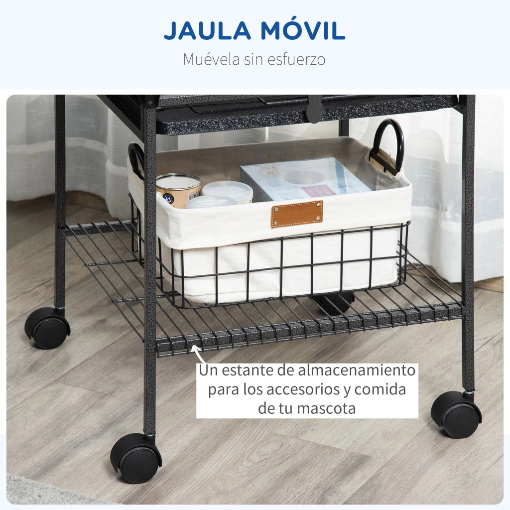 Gabbia per Uccelli con Ruote ¨C Minimal ¨C Grigio 62.5x62.5x156 cm