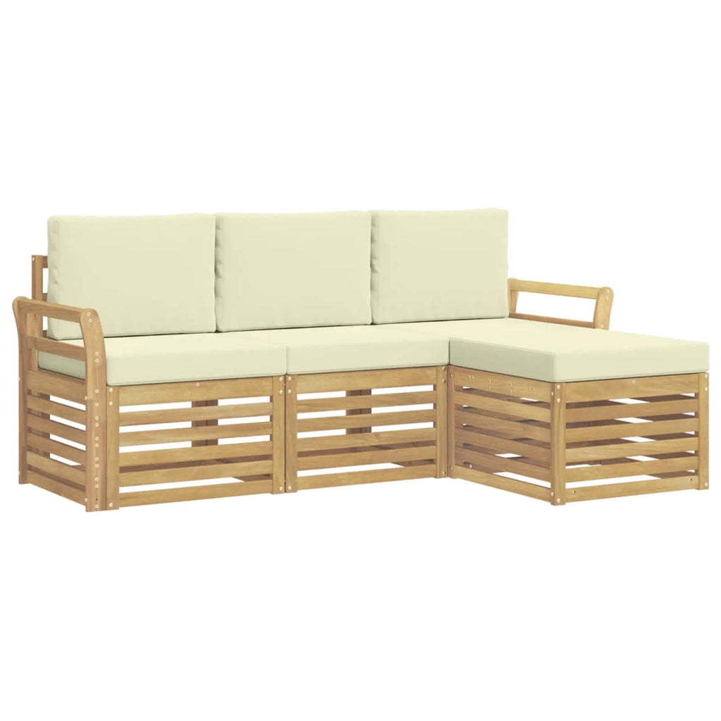 Set di divani da esterno 4 pcs Bianco e Crema 3391635