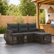 Set Divano da Giardino 4 pz Grigio e Grigio Scuro polyrattan 3435398