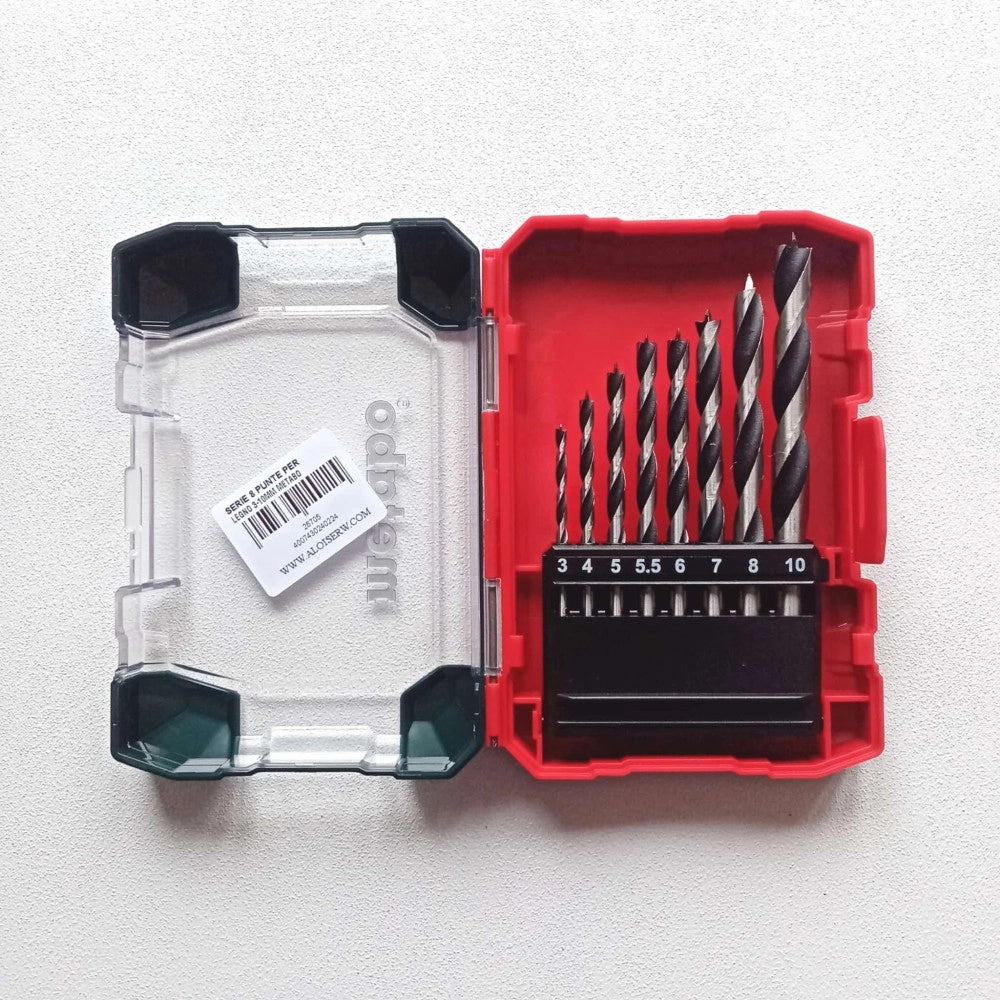 Metabo set 8 punte per legno a 2 taglienti attacco normale