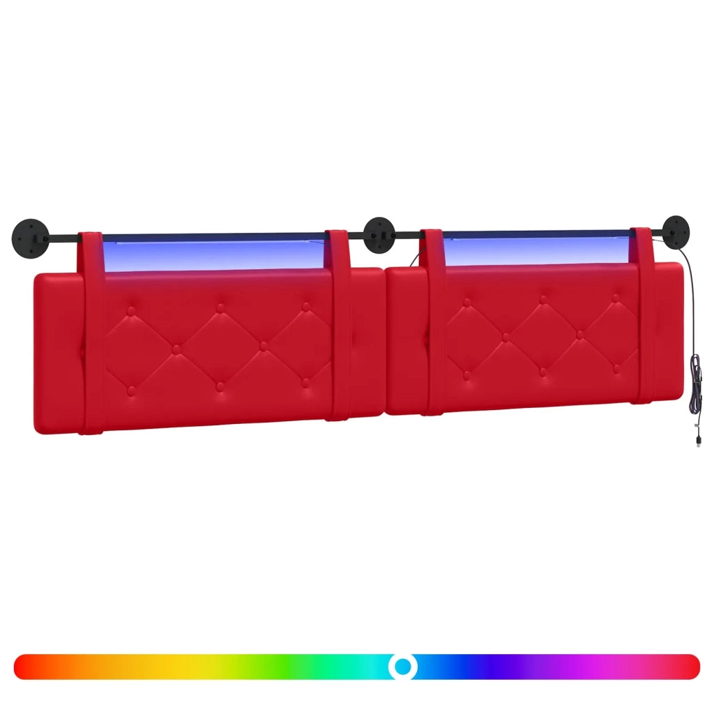 Testiera sospesa Con luce LED Rosso Similpelle 3424264