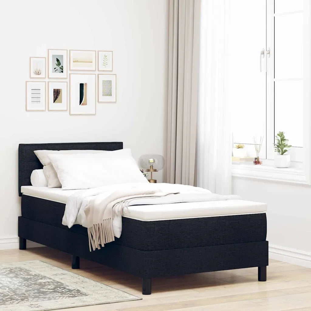 Letto a molle con materasso con led Nero 90 x 200 cm Tessuto