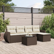 Set Divano da Giardino 6 pz con Cuscini Marrone in Polyrattan 3253640