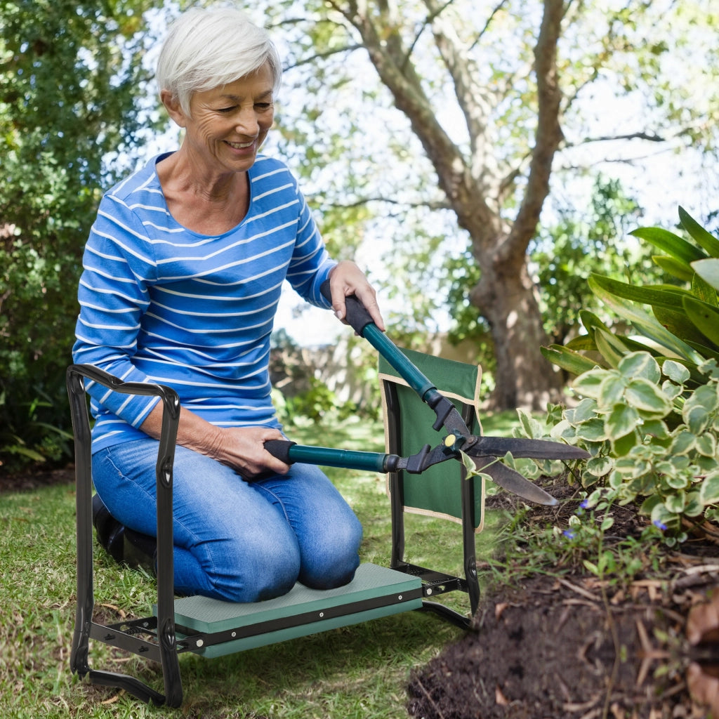 Panca da Giardino Pieghevole 2 in 1 con Cuscini ¨C zephmum ¨C Verde e Nero