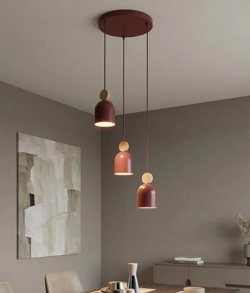 Lampada a sospensione MESI 3xGU10 bordeaux legno Emibig