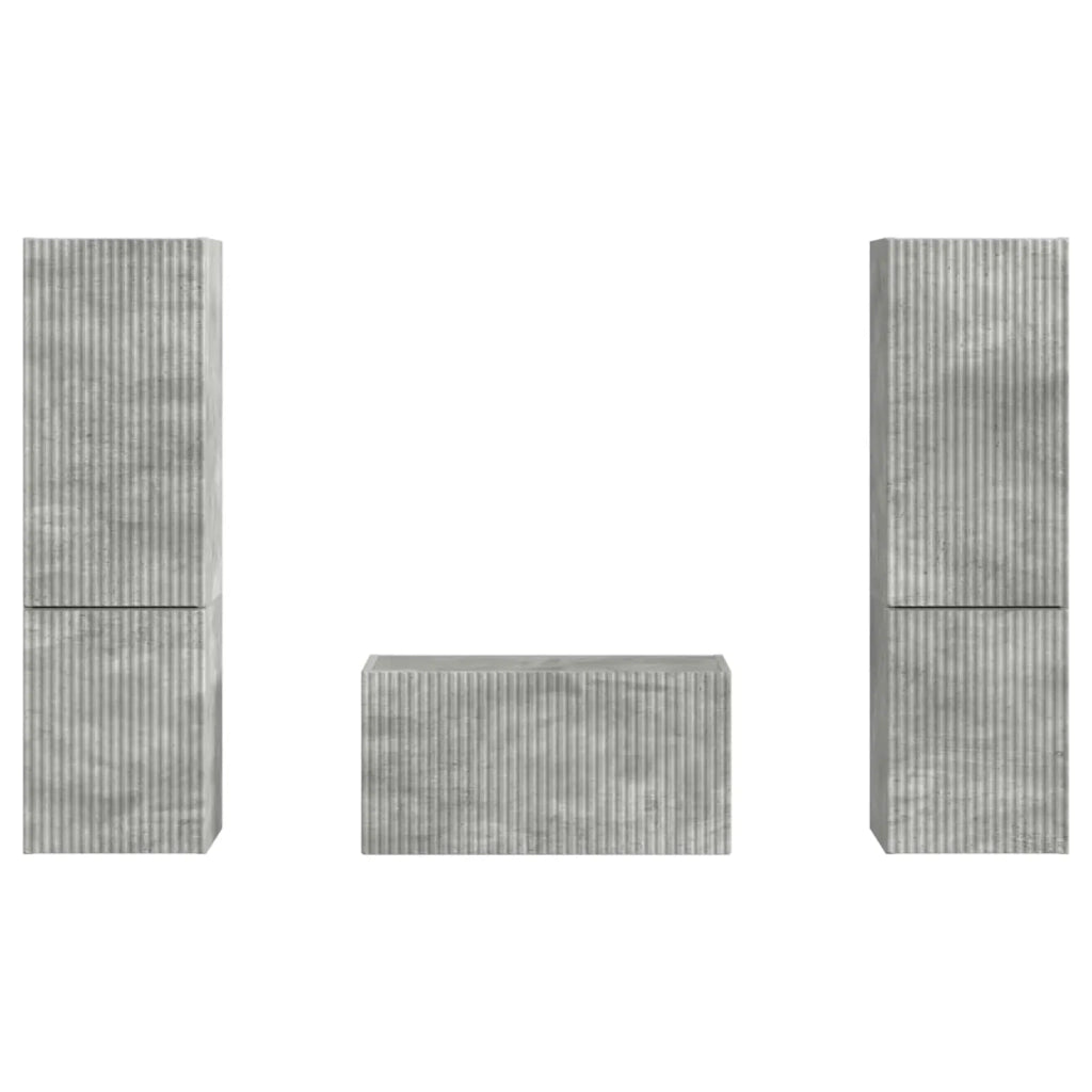 Set mobile TV 5 pcs Grigio cemento Legno multistrato 3409099