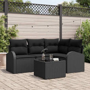 Set Divano da Giardino 5 pcs Nero polyrattan