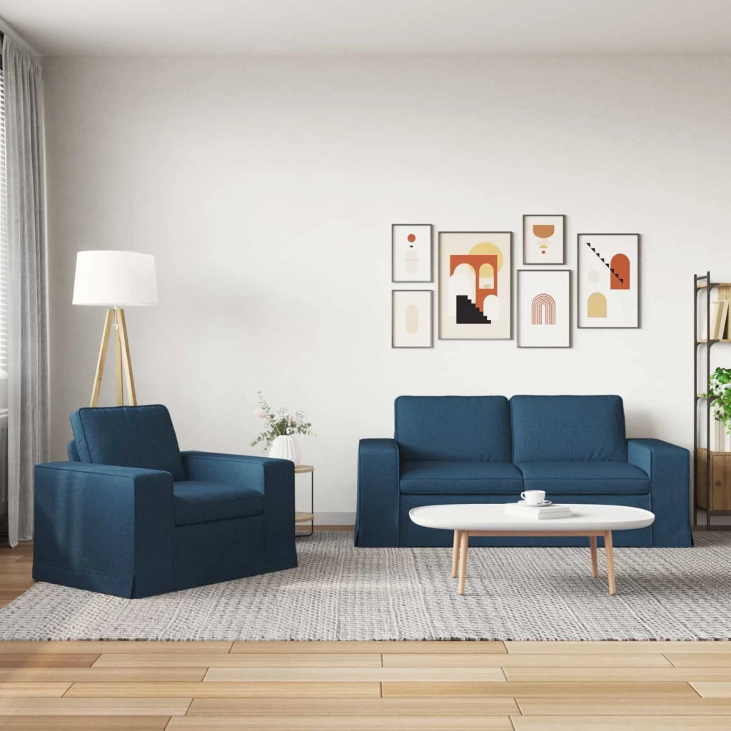 Set di divani 2 pcs Blu 182 x 80 x 82 cm Tessuto 3407550