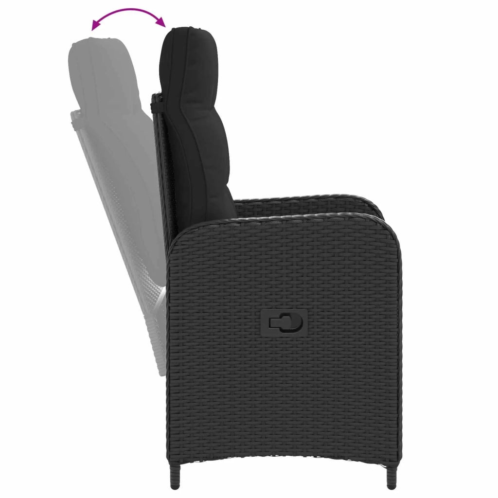 Sedia da Giardino | Sedie da Esterno reclinabile Nero polyrattan