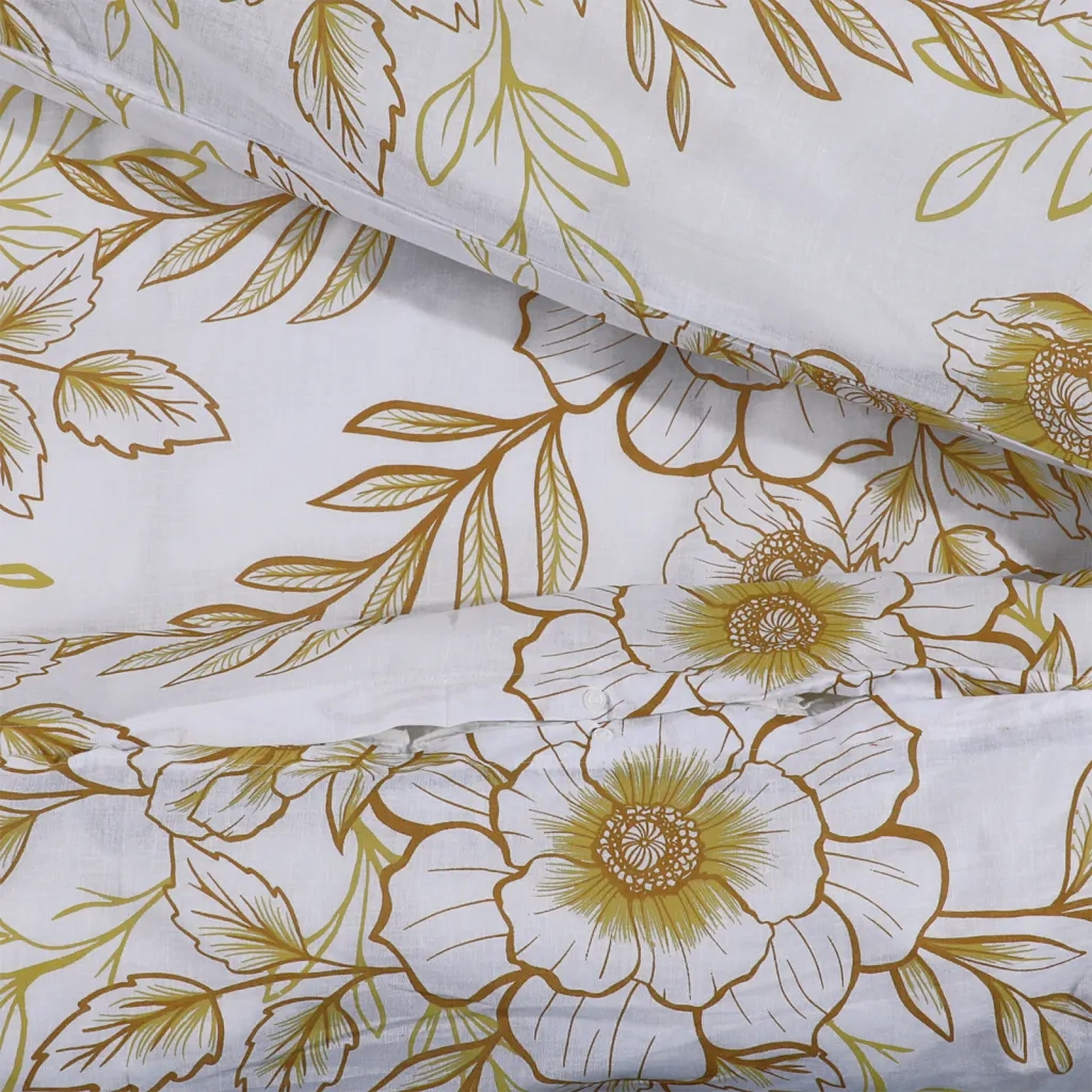 Set Copripiumino Bianco e Marrone 200x200 cm in Cotone 136414