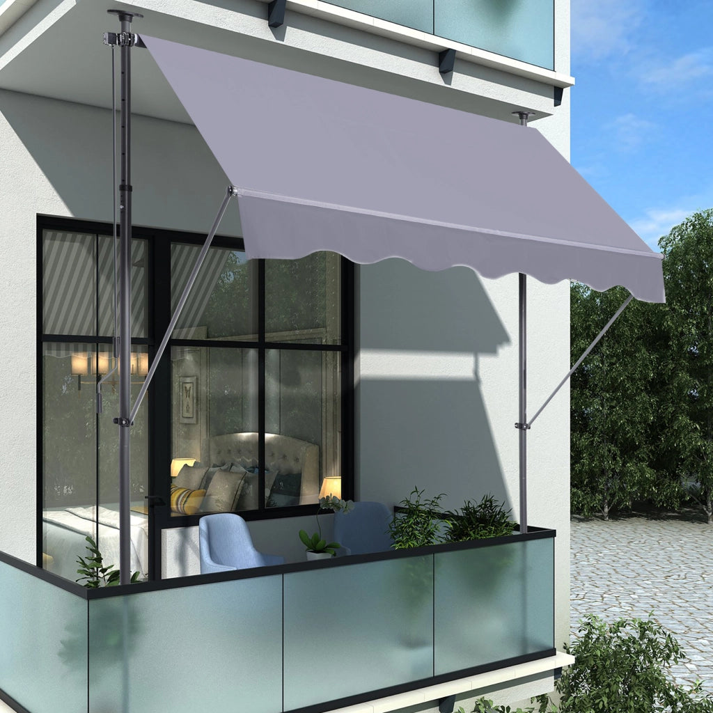 Tenda da Sole a Bracci per Balcone con Manovella ¨C Xylo ¨C Grigio, 200x120 cm, UV, Senza Forare