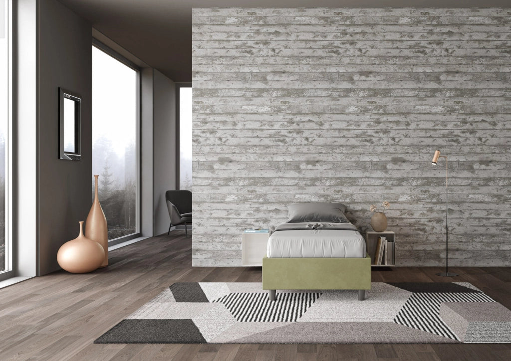 Letto Singolo Sommier 80x200 cm con Rete e Contenitore Azelia Tè Verde