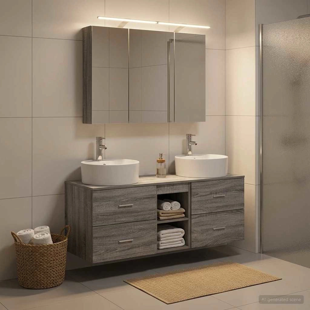 Set di mobili per il bagno 4 pz Sonoma grigio 3406900