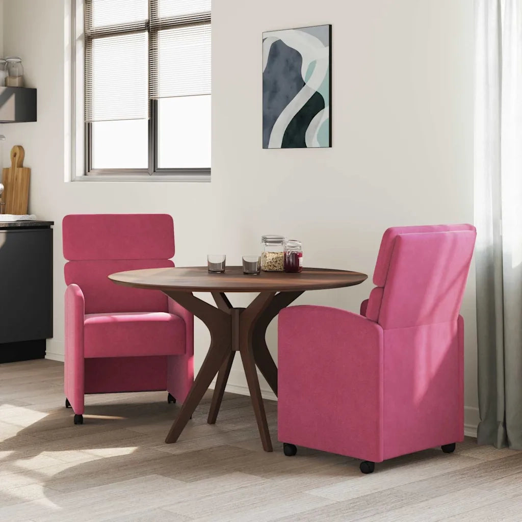 Sedie da Pranzo con Ruote 2 pcs Rosso vino 58 x 65 x 98 cm 42017879