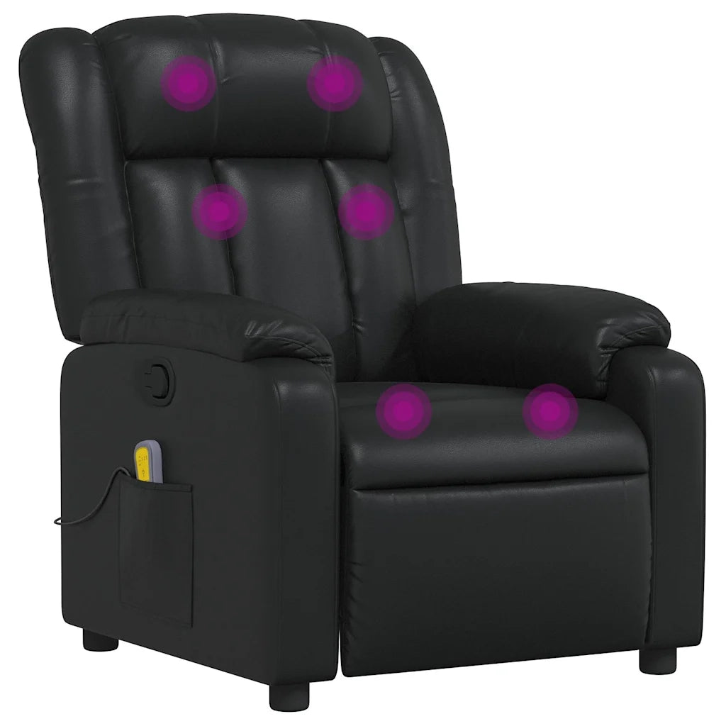 Poltrona Massaggiante | Sedia Relax Reclinabile Nera in Similpelle