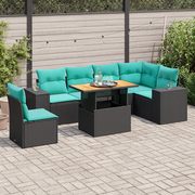 Set Divani da Giardino con Cuscini 7pz Nero Polyrattan 3327382