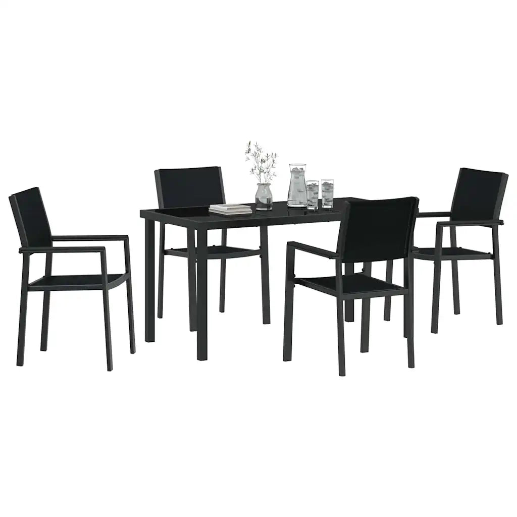 Set da Pranzo per Giardino 5 pcs Nero 3379151