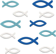Decorazione per Battesimo e Confirmazione in Legno con Pesci Blu e Bianco - 54 Pezzi