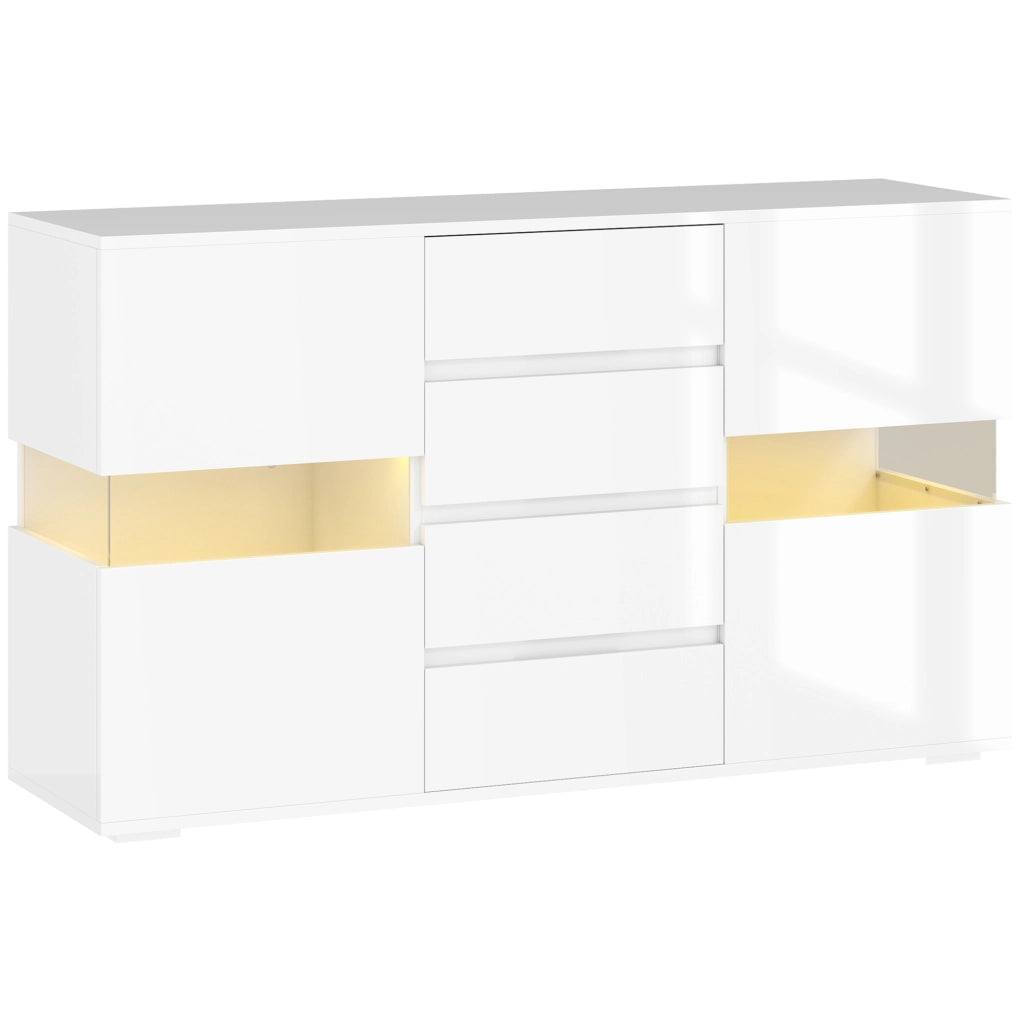 Credenza Moderna con LED ¨C zephmum ¨C Bianco, MDF, 120x34x70 cm