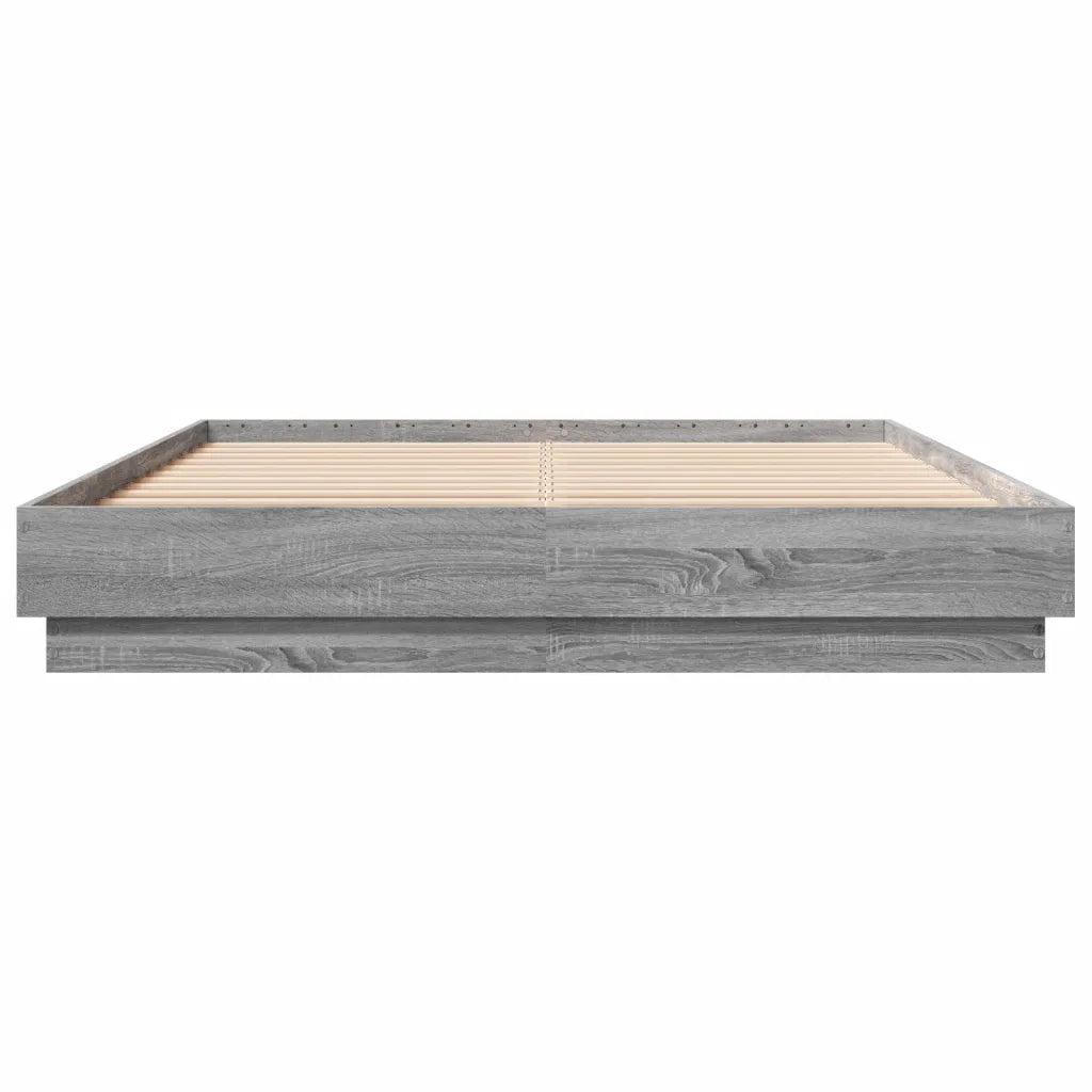 Giroletto con Luci LED-Struttura Letto Grigio Sonoma 150x200 cm