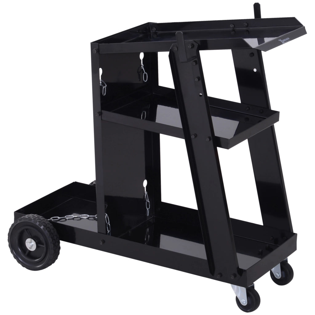 Carrello per saldatura con 3 ripiani e 4 ruote ¨C zephmum ¨C Nero, Acciaio, 71x39x70cm